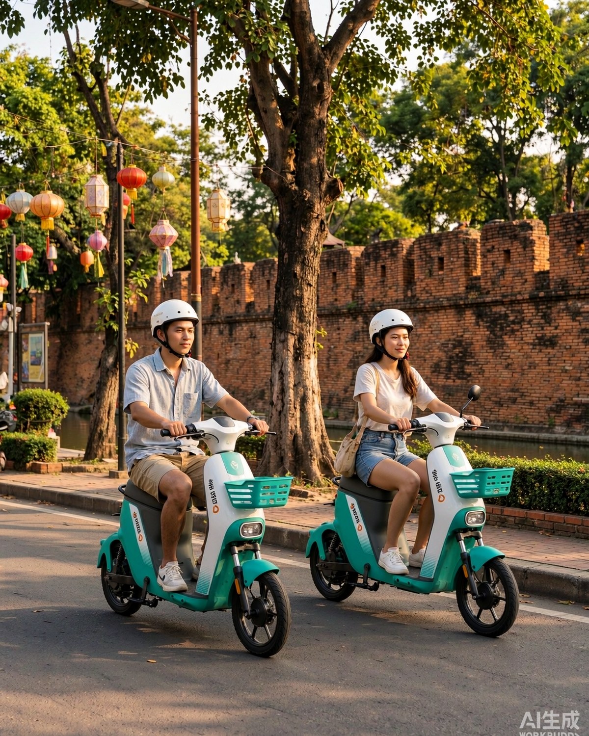 Riding through the old city of Chiang Mai