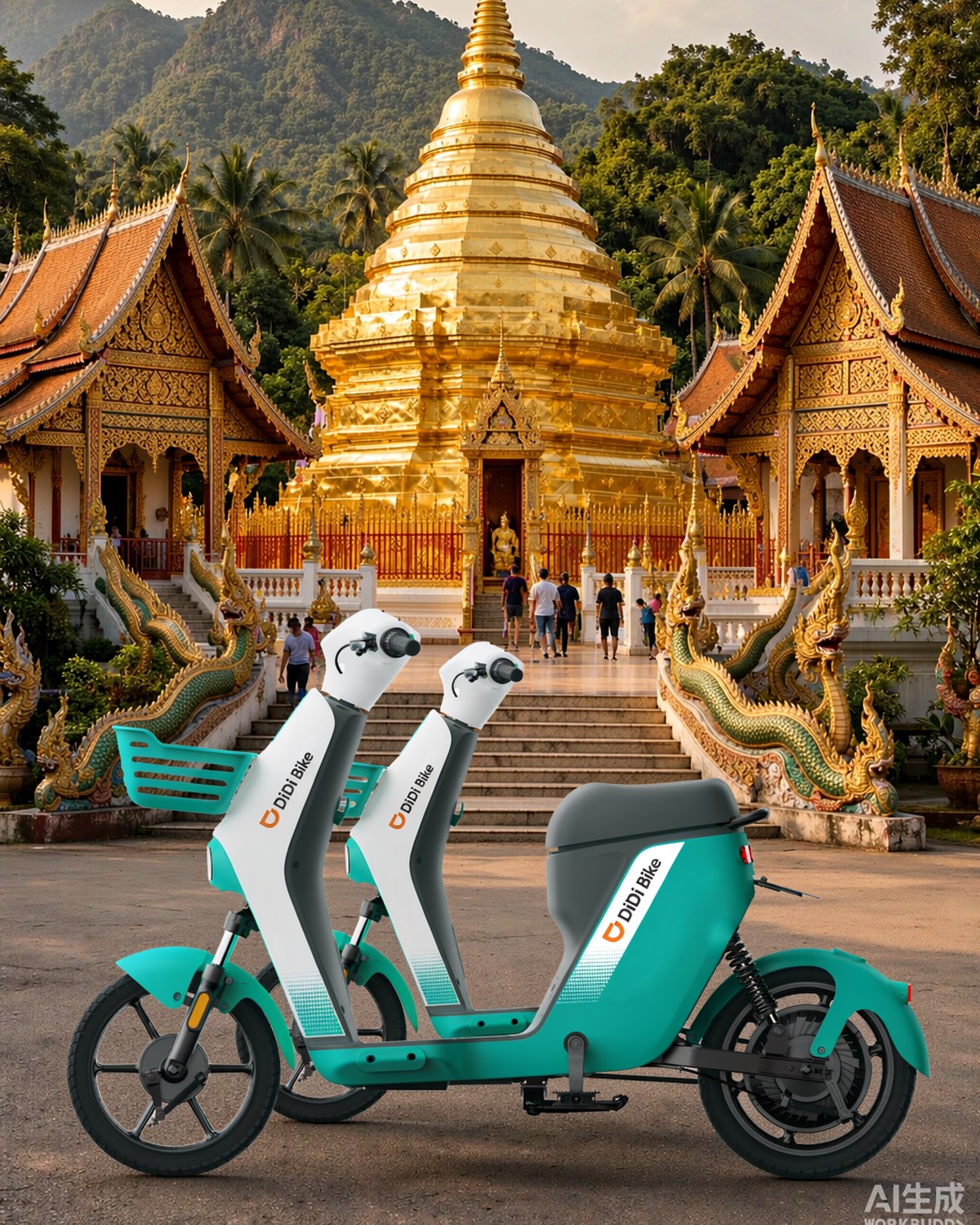 DiDi Bike scooters at Wat Phra That Doi Suthep